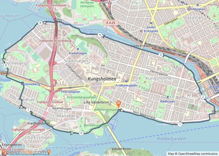 karta kungsholmen runt Lidingöloppet   VTSS Kungsholmen runt